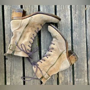 Vintage Suede Lace Up Ankle Boots